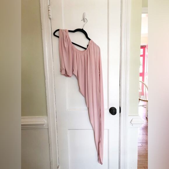 NEW NWT Norma Kamali Pink One Shoulder Cut Out Sunburst Gown - Picture 3 of 5